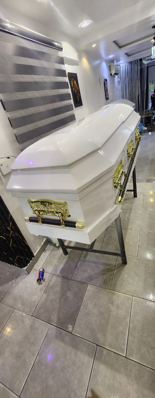 Pearl White & Gold Premium Casket