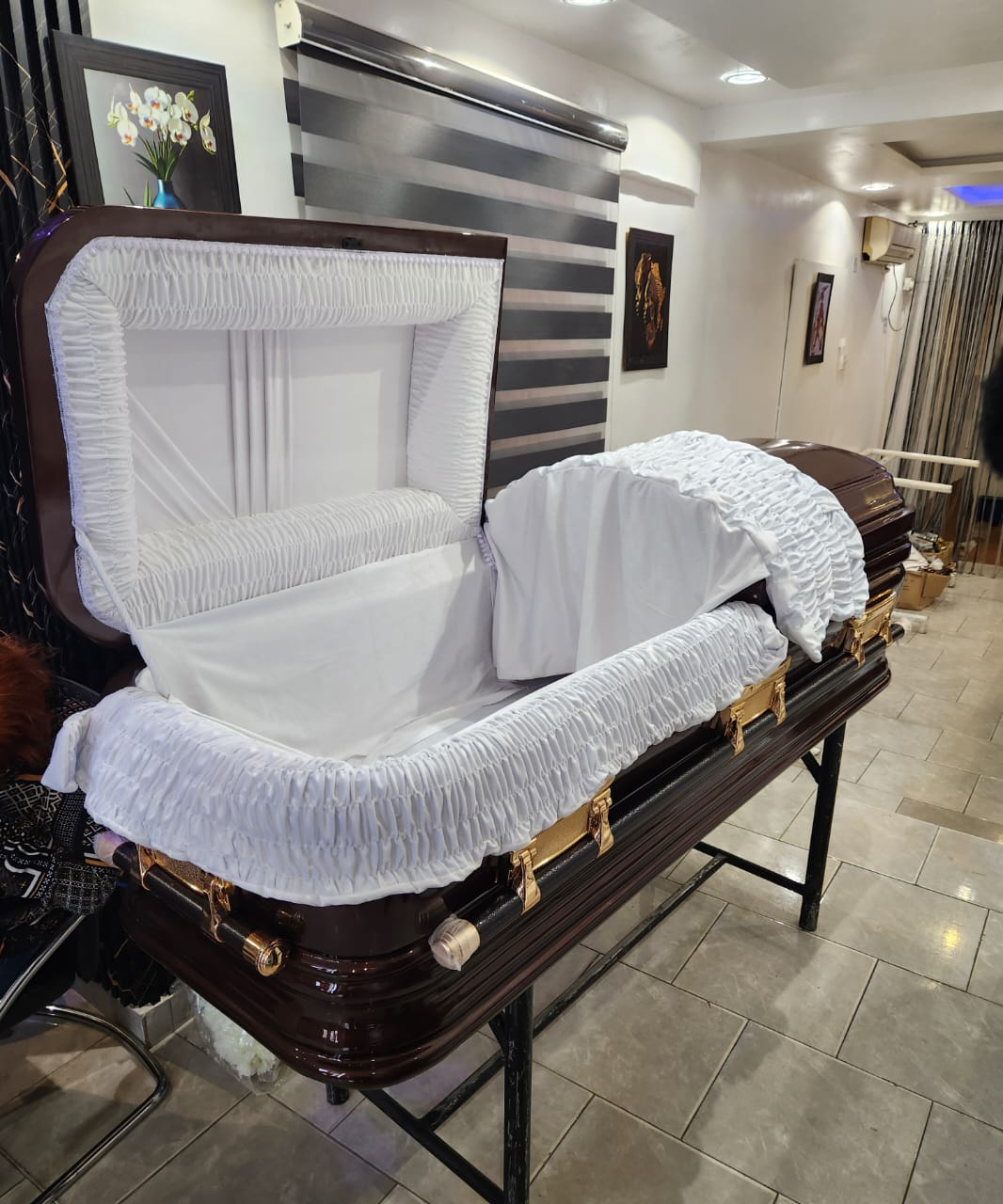 Mahogany & Gold Open-View Casket
