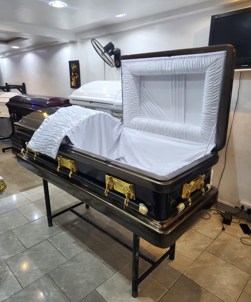 Black & Gold Open-View Casket
