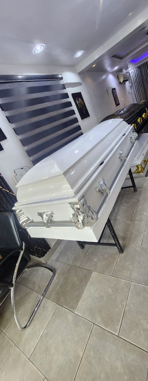 White Silver Ornate Casket