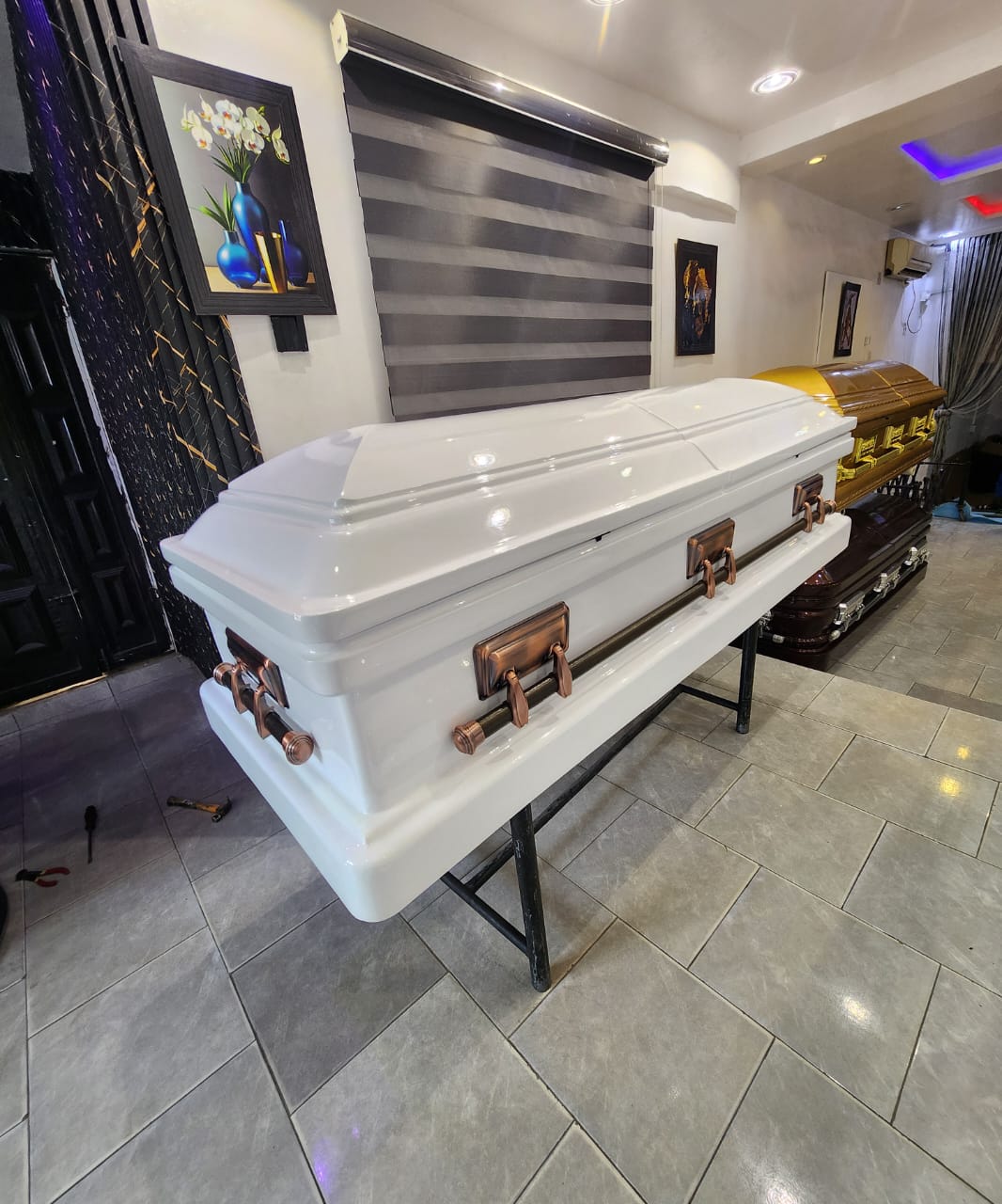 Premium white and gold casket